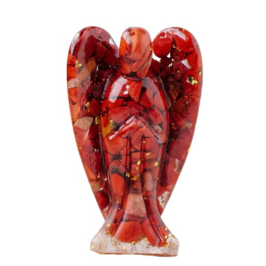 Namzi 1 Piece Natural red Crystal Broken Stone drip Resin Angel Ornament Crystal Angel Natural Stone Resin Handicraft Home Decoration Ornament