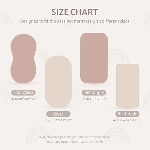 Image of Blissful Diary Muslin Bassinet Sheets, 2 Pack, Dusty Pink & Rainbow | fitted for bassinet mattress, soft and breathable cotton, boho style, easy care for machine wash, gift for boy and girl
