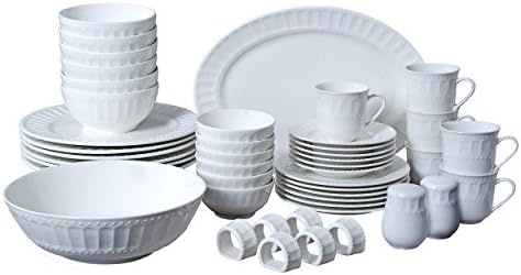 Gibson Everyday 61536.46RM Regalia 46-Piece Dinnerware and Serveware Set, White
