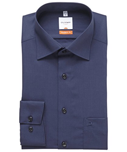 Preisvergleich Produktbild OLYMP Hemd Luxor Modern Fit Fil a Fil - Langarm, Nachtblau, Kragenweite:41