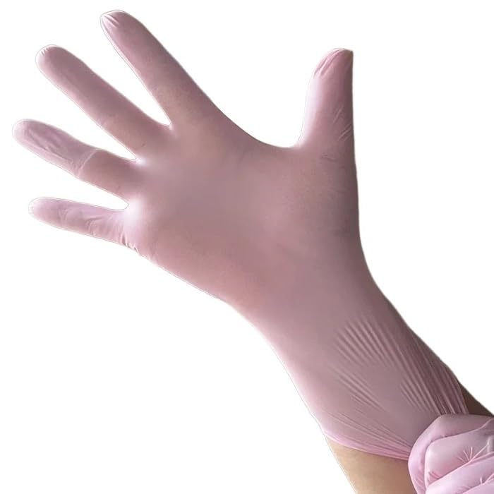 100/50/20 szt. Jasnoróżowe jednorazowe rękawiczki wodoodporne, antystatyczne, trwałe, do narzędzi kuchennych(Light Pink50PCS,M)
