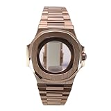 Gladiaond 1 pz for 40mm Quadrato Cassa Dell'orologio Bracciale In Acciaio Inossidabile Solido Adatto for NH35 NH36 NH38 Movimento Cristallo di Zaffiro(Rose Gold 1)