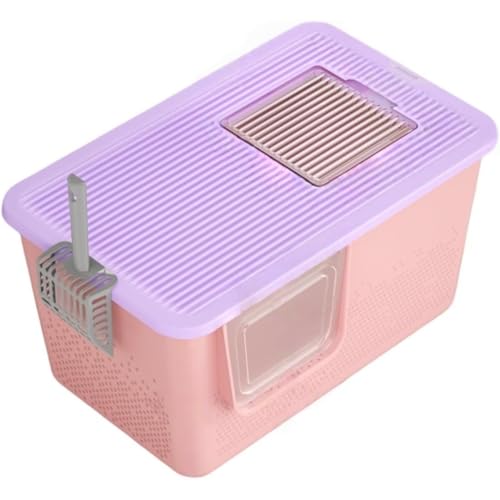 猫用トイレボックス ふた付き 密閉式 ネコトイレ Tasydi 砂の飛び散ら防止 スクープ付き 耐荷重15kg 脱臭抗菌 掃除簡単 大型猫や複数の猫に適し (D)