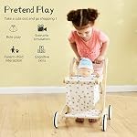 labebe Push Walker Stroller Baby Walker, Push Toy for Toddler, Pull Wagon for Kid, 2-in-1 Activity Push Walker for Infant/Child, Sit to Stand Learning Walker, Wooden Play Wagon 4 Wheel, Doll Push Toy(Doll not Included)