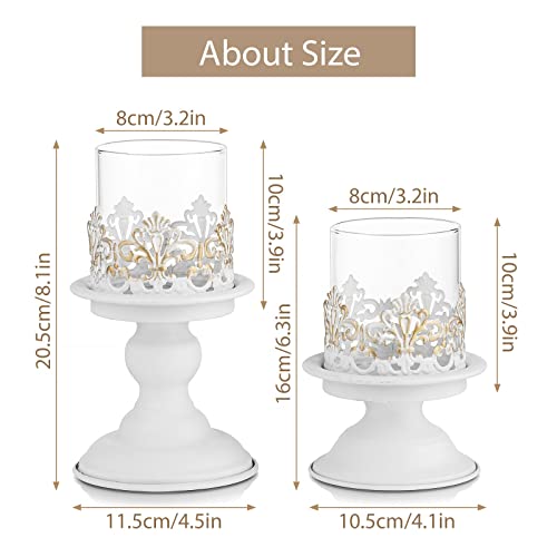 Miniatura 5 de Sziqiqi Retro Candeleros Portavelas Blanco - Portavelas De Metal Para Mesa De Comedor Chimenea Mantel Boda Fiesta Navidad Sala Comedor Estar Halloween Comunion Escritorio Cumpleaños