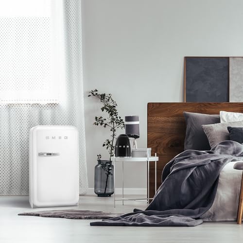 Image of Smeg FAB5 Retro Mini Fridge - 50s Style Compact Small Refrigerator, 1.2 cu ft, Automatic Defrost, LED Lighting, Adjustable Shelves- Made in Italy - Perfect for Home, Dorm, Office, Hotel -White