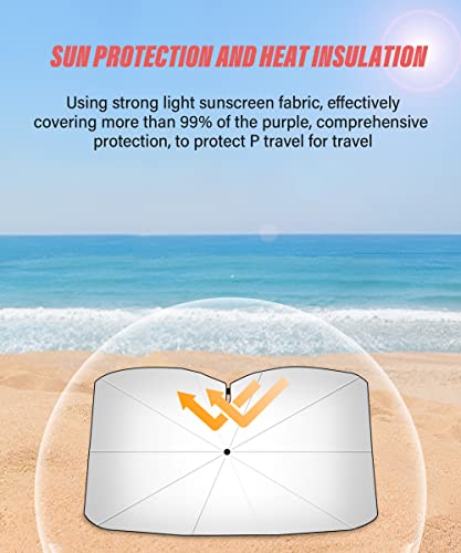 ESEWALAS Car Windshield Sunshade Umbrella,Car Sun Shade Windshield,Foldable Car Sunshade Umbrella for UV Ray Block Sun Heat Protection,Car Front Window Heat Insulation Protection for Car SUV Truck