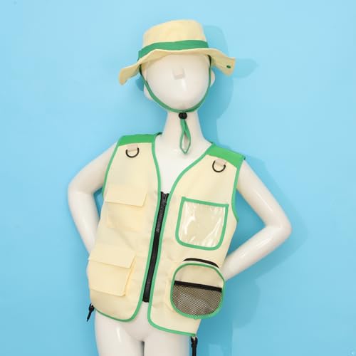 1 Set Kids Explorer Zipper Pocket Vest Waistcoat And Adjustable Bucket Hat for Outdoor Adventures2