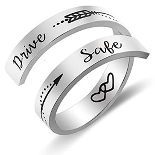 XOYOYZU Inspirational Rings for Women Statement Stainless Steel Spiral Wrap Twist Ring Encouragement Personalized Jewelry Birthday Gifts, enamel, stainless steel