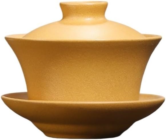 Sand Gaiwan Tea Cup Sancai Zisha Cover Bowl Travel Personal Kung Fu Set(white-Dinosaur Doodle4)