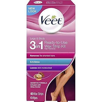 Veet Ready-to-Use Dermatologically Tested 40 Count Hair Remover Wax Strip Kit for Legs & Body (9 Pack)