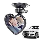 Herzförmiger Kinderautospiegel - Verstellbarer Rückspiegel für Autositze | 360 -Grad -Rotatable -Saughalterung für Autos SUVs Wohnmobile, Weitansicht Sicherheit einfach Installation, Weichrahmenkissen
