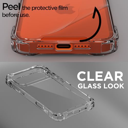 Image of Pikkme Back Cover for iPhone 17 Pro PC + TPU Clear Transparent Raised Edges Shockproof Protective Phone Bumper Case(Transparent)