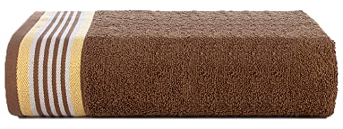 Image of Casa Copenhagen, Germany Design - He & She Super Soft Collection 2 Pieces 100% Cotton Large Bath Towel (Size : 70 x 140 cm) - Brown & Sandy Beige