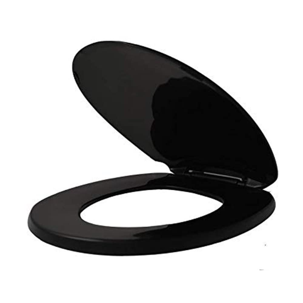 YUZGUHEY Toilet lid Cover,Soft Close Oblong Seats Quick,with Grip-Tight Bumpers(U Black)