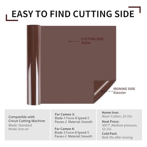 Vinyle thermocollant chocolat 30,5 cm anti-décollement pour Cameo - 8