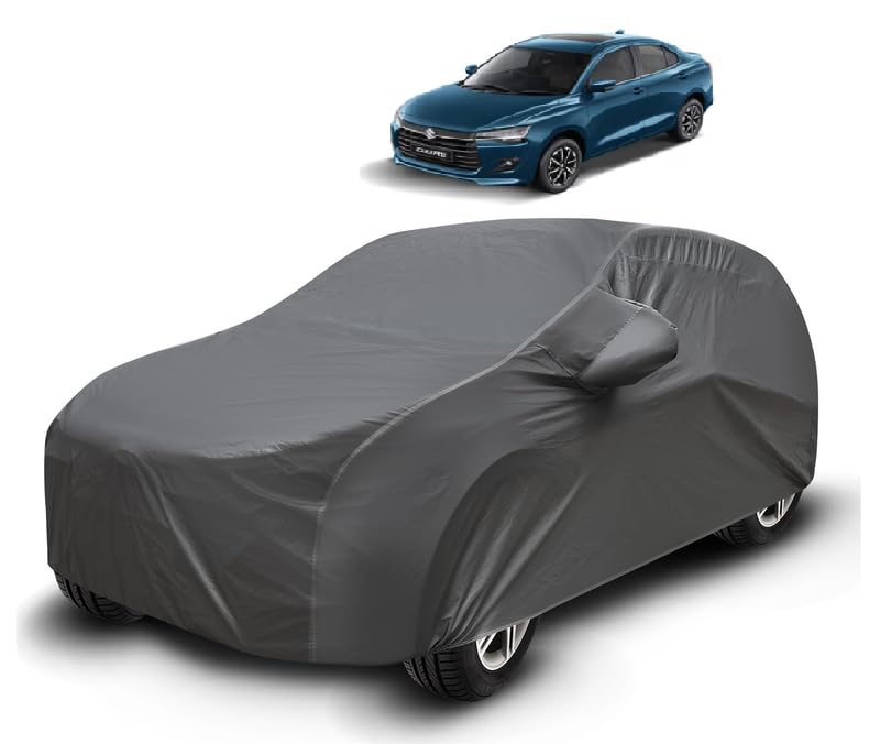 Image of Auto Hub Waterproof Car Cover Compatible with Maruti Dzire (Model : 2024-Till Date) Car Cover with Mirror Pocket and Soft Cotton Lining, Dzire Cover Waterproof, Grey