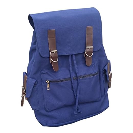AM Landen Canvas Backpack High School Backpack Travel Day Bag Unisex Backpack(Blue)