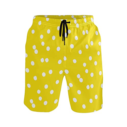 Polka Dot Yellow Modern Hipster Men's Boy's Novelty Beach Shorts Swim Trunks Summer Quick Dry Bathing Suits S
