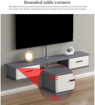 Floating Tv Shelf Stand Cabinet Unit Media Wall Mounted Long Tv Media Units Console With Storage Doors,Floating TV Stand, TV Media Console Stand with Under Flap Doors, Wall Mounted TV Cabine