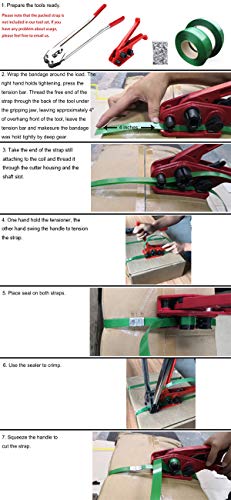 Kalwason SS-001 Binding Tool Kit For Strapping - Poly Strapping Tensioner Cutter & Sealer Manual Banding Tool Windlass Set thumb #1