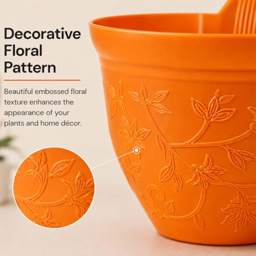 Image of Go Hooked Hanging Planter Pots for Balcony Railing Pack of 2 | Small Plastic Victor Hook Flower Pots for Fence, Grill & Balcony (Multicolor, 16.5x9x19 cm) | Decorative Planters for Home Garden Decor