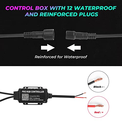 Kemimoto 12Pcs Million Colors Golf Cart Underglow Led Strip Light Kit Underbody 12V Compatible With Club Car Ezgo Drive Icon, Waterproof Ip68 Underglow Accent Neon Lighting Kit 24 Modes Multicolor Rgb #TOP4