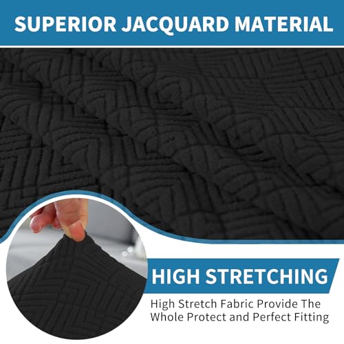YEMYHOM Stretch Individual Cushion Covers Sofa Seat Cushion Slipcovers Soft Couch Cover Replacement Diamond Pattern Furniture Protector with Elastic Bottom (3 Pc Cushion Cover, Diamond Black)