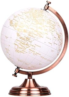 TOPGLOBE 20cm Globe Golden and White Colour Metallic - Metal Arc and Base- for School, Home, Office (English)