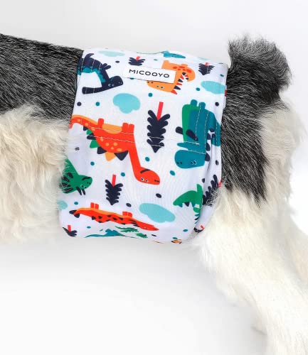 MICOOYO Belly Bands for Dogs Reusable Dog Nappies Male 3 Pack, Male Dog Wraps Diaper Pants for Doggy Puppy(Animals Fruit Cars, L) - Image 3