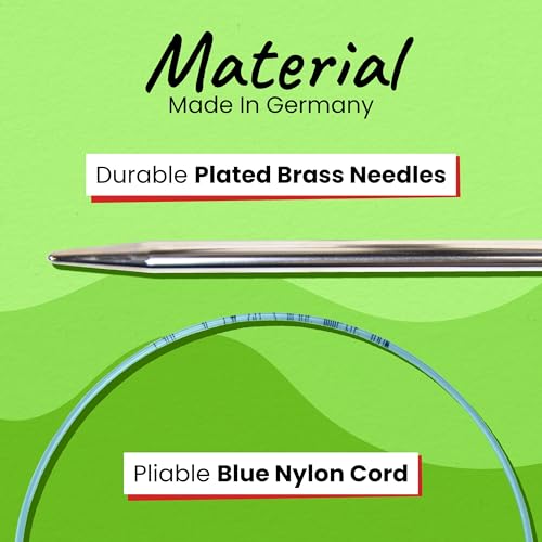 Image of skacel by addi Turbo Circular Knitting Needles, Fixed 12 Inch (30 cm) Plated Brass Tips with Flexible Nylon Cord, 3.5 mm (US Size 4)