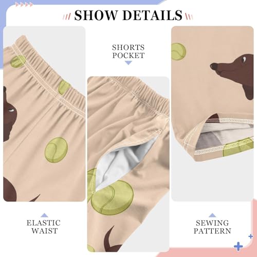 Dachshund Ball Boys Pants Boys Athletic Pants Long Pant for Boy with Pockets Wide-Leg Size 6-14Y4