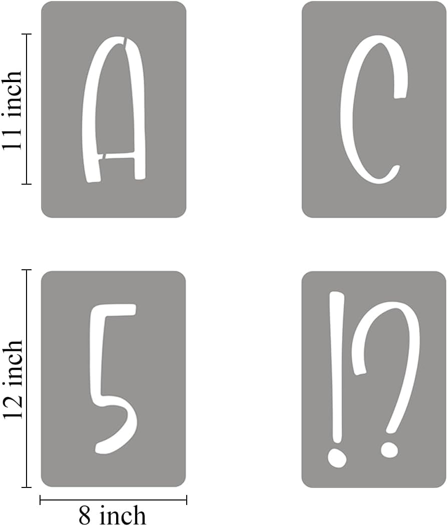 11 Inch Alphabet Letter Stencils for Painting - 42 Pack Letter and Number Stencil Templates with Signs for Painting on Wood, Reusable Letters and Numbers Stencils for Chalkboard Wood Signs & Wall Art