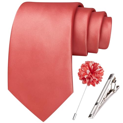 Image of Hi-Tie Men's Extra Long Solid Satin Tie Set 63 Inch /70 Inch Formal Necktie
