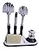Kitchen Cleaning 6 Piece Set, Including Sponge and Caddy for Scrubbing Dishes, Bottles, Utensils, Sinks, Grout, Peeling and Cleaning Vegetables (Black)