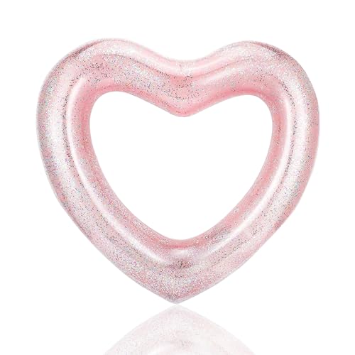 90cm Bouée Amour Rose Enfant Adultes,Bouée Piscine Gonflable,Anneaux de Natation en Forme de Coeur,PVC Bouée Gonflable de Tube Radeau pour Adolescents...