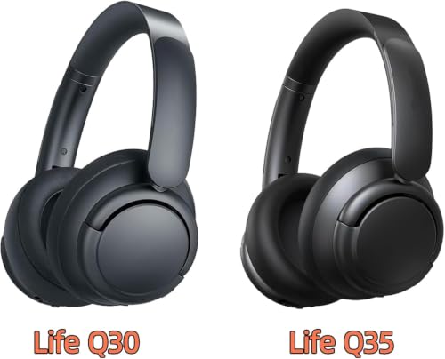 Almohadillas de repuesto Q30 para auriculares Anker Soundcore Life Q30/Q35, cubiertas de cojín para oídos con cuero proteico suave, aislamiento de ruido, negro miniatura 3