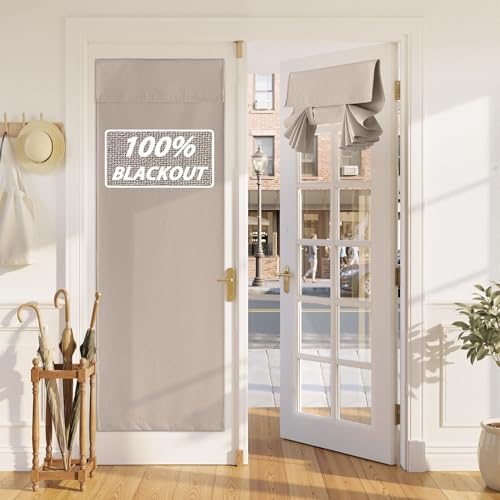 RYB HOME 100% Blackout Linen Door Window Curtains for French
