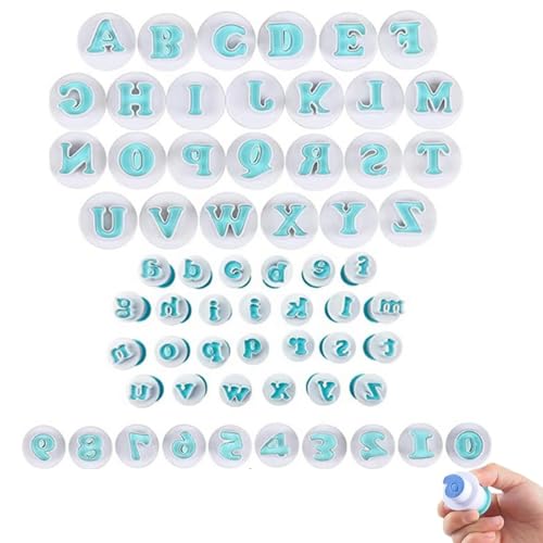 Tangger 62 pièces emporte-pièces lettres Emporte Piece Lettre Pate a Sucre moule fondant alphabet Emporte Pièce numéro Alphabet Fondant Cutter Moule à...