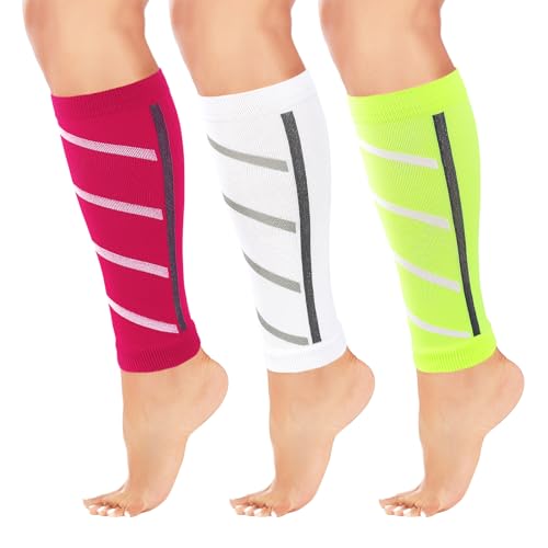 Junely 3 Pairs Calf Compression Sleeve for Men and Women for Support Running Shin Splints Varicose Veins Pain Relief Cycling