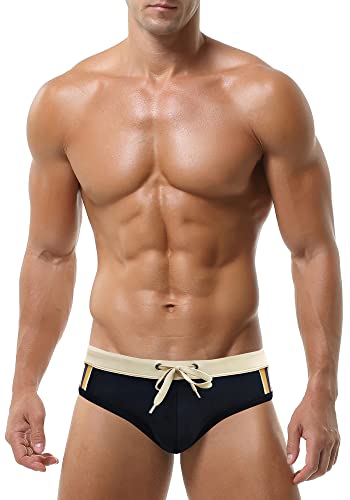 Men's Swim Bikini Briefs Sexy Low Rise Beach Board Swimsuit Swimwear Quick Dry Bathing Surfing Shorts Trunks with Pad