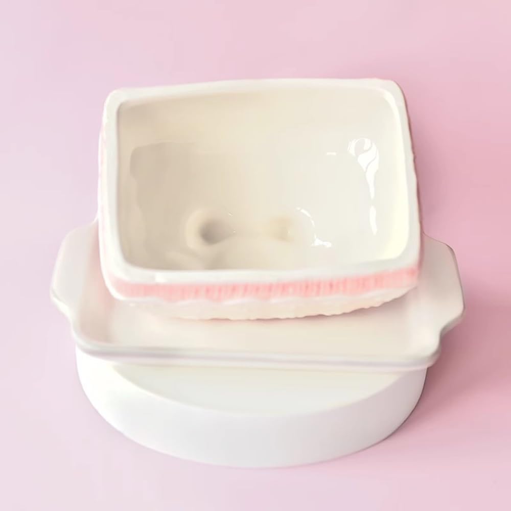 Butter Dishes Ceramic Butter Dish with Relief Pattern, Underglaze Color Western Food Tool, Desktop Decoration, Dessert Tray Butter Storage