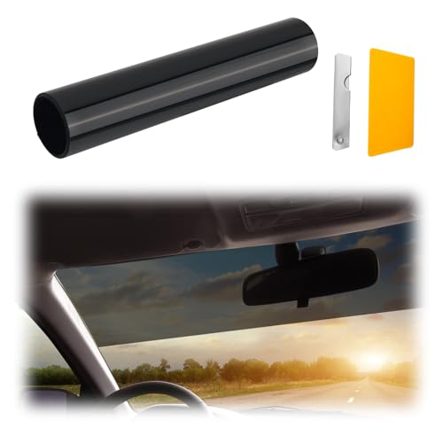59.06x7.87 Car Window Tint Film 5% VLT Automotive Window Tint Film Blocks Glare and Protects Eyes Cuttable Car Tints for Windows with Squeegee/Knife as Windshield Tints Strip