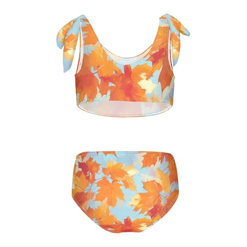KLL Autumn Maple Oak Leaves Girls' 2 Piece Bikini Sets Beach Swimsuit Swimming Suits Adjustable Strap2