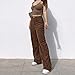 Women's High Waist Wide Leg Corduroy Pants Pocket Baggy Straight Cargo Long Pants Trousers Brown S