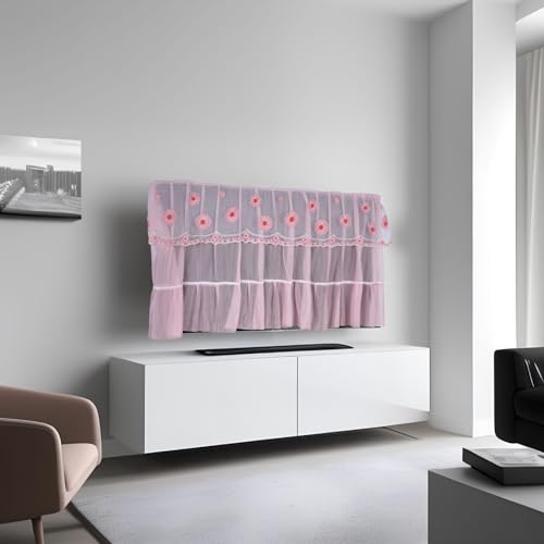 SYCLONIC All Model TV Cover Colourful Dustproof for LCD LED, Indoor Bedroom Living Room Decoration Dust Cover for Televisions Household Hanging Net clothing Tv Cover (40 to 45, Pink) 2 4196Q9IvKKL