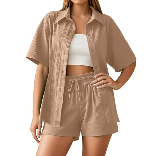 Elegante pantalón para mujer, festivo, boda, dos piezas, conjunto de muselina suelta, blusa de manga larga y cintura elástica, pantalones cortos de 2 piezas, traje de ocio para vacaciones, playa, uso