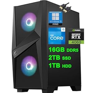 MSI Codex R Gaming Desktop | Intel 10-Core i5-13400F >i7-12700F | 16GB DDR5 2TB SSD + 1TB HDD | Geforce RTX 4060 8GB Graphic | DisplayPort 2.5G Ethernet ARGB Fan Win11Pro Black + HDMI Cable