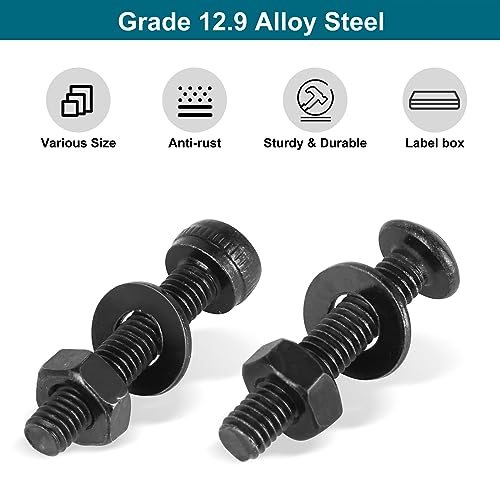 SATANTECH 1590Pcs M3 Screw Kit, Hex Button and Socket Head Bolts and Nuts Washers Set, 12.9 Grade Alloy Steel M3 Screw Assortment Kit for 3D Printing