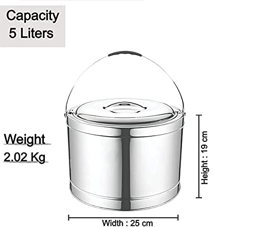 Image of MMI Sambar Hot Pot 20 Liters Insulated Stainless Steel | Serving Container | Leakproof Lid | Picnic Jar Hot & Cold 12HR | Carrying Handle Large Capacity Kitchen Dining